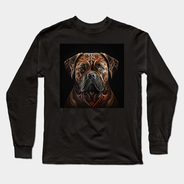 A Fractal Design of A Bullmastiff Long Sleeve T-Shirt by daniel4510